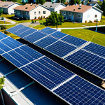 Community Solar Power**

"A sunny neighborhood scene featuring solar panels on the rooftops of various houses and a community center, showing families participating in a local solar energy initiative, fully clothed, appropriate attire, safe for work, perfect anatomy, natural proportions, vibrant colors, clean energy concept, family-friendly, professional photography, high quality."

**