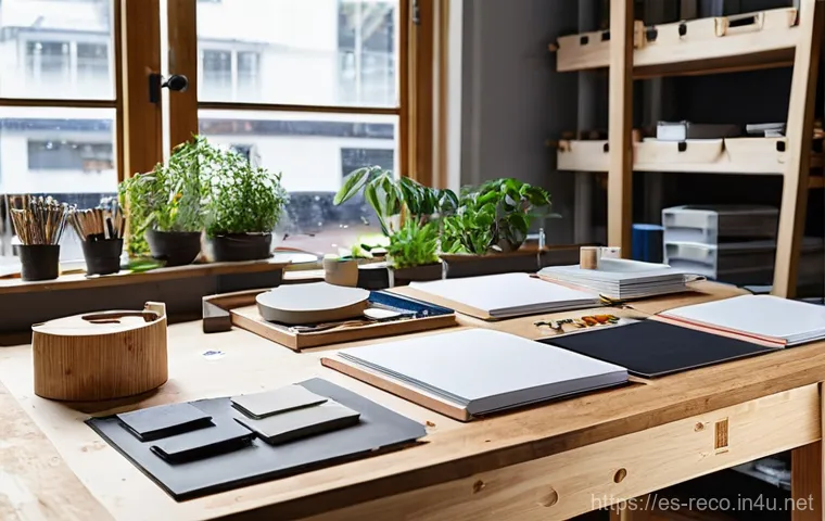 환경문제 해결을 위한 비즈니스 모델 - **Circular Economy Design Workshop:**
    "A bright, naturally lit workshop space focused on sustain...