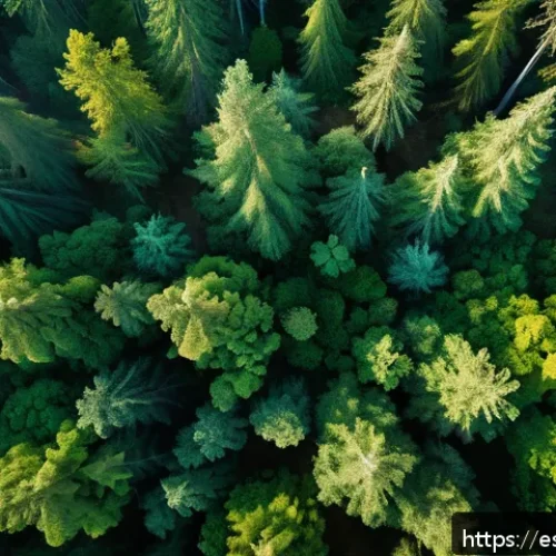 Home 30 생태환경 연구 데이터 분석 방법 - A high-resolution aerial view of a lush forest landscape captured by a drone equipped with multispec...