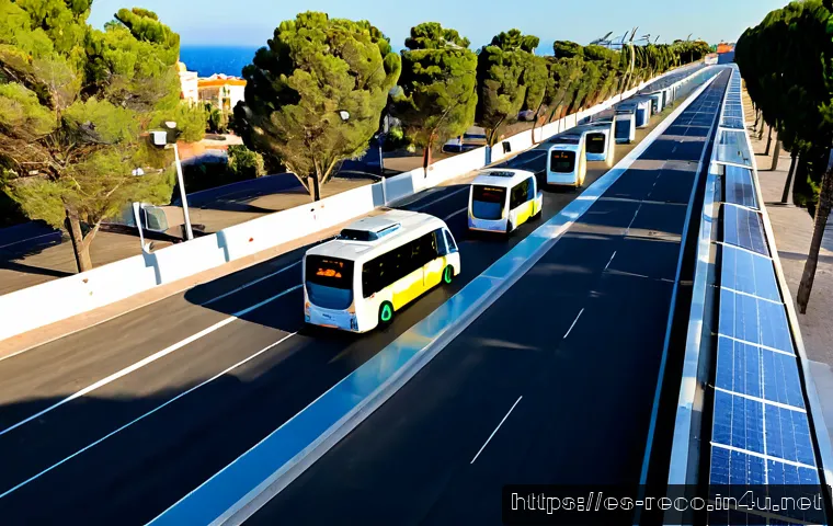 생태환경 관련 기술 트렌드 분석 - Photorealistic environmental technology scene in a Mediterranean Spanish coastal city, solar panels ...